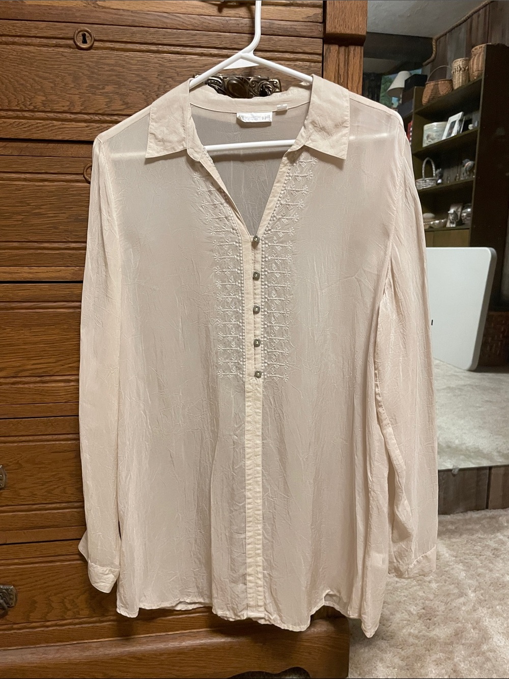J. Jill sheer rayon tan Women's Blouse
